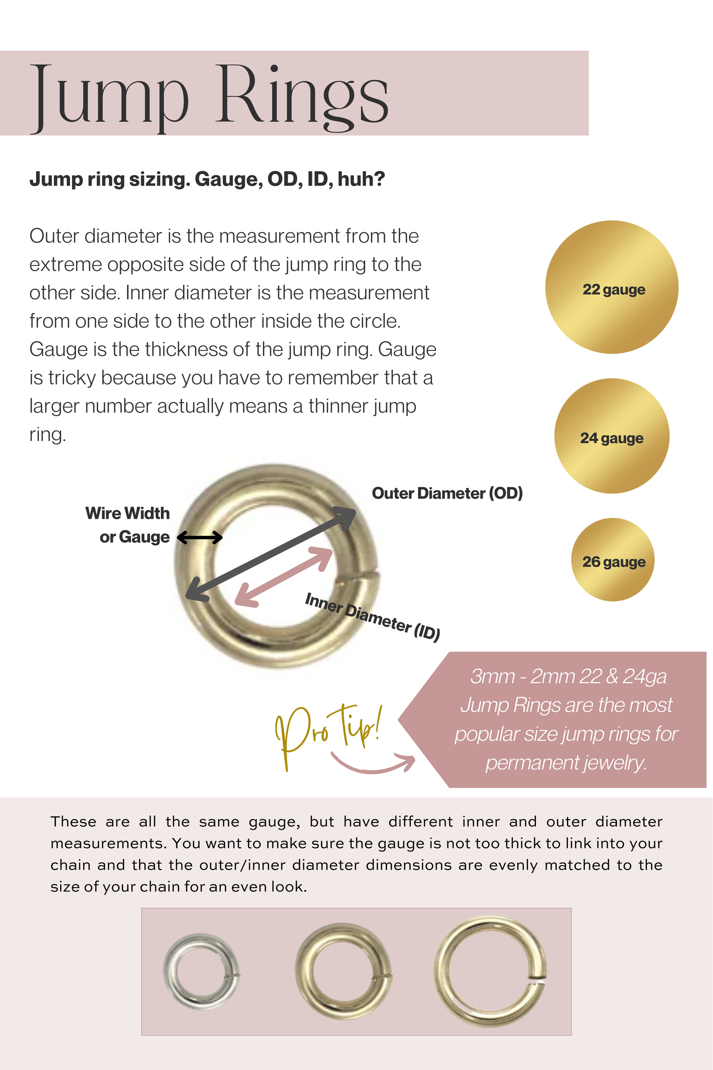 22 gauge, 3mm Outer Diameter (OD) Permanent Jewelry Jump Rings