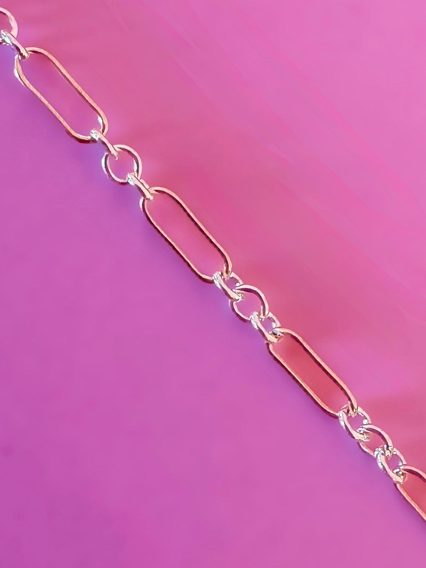 14k Rose Gold Filled Paperclip with .925 Sterling Silver Interlocking Rings - Mixed Metal
