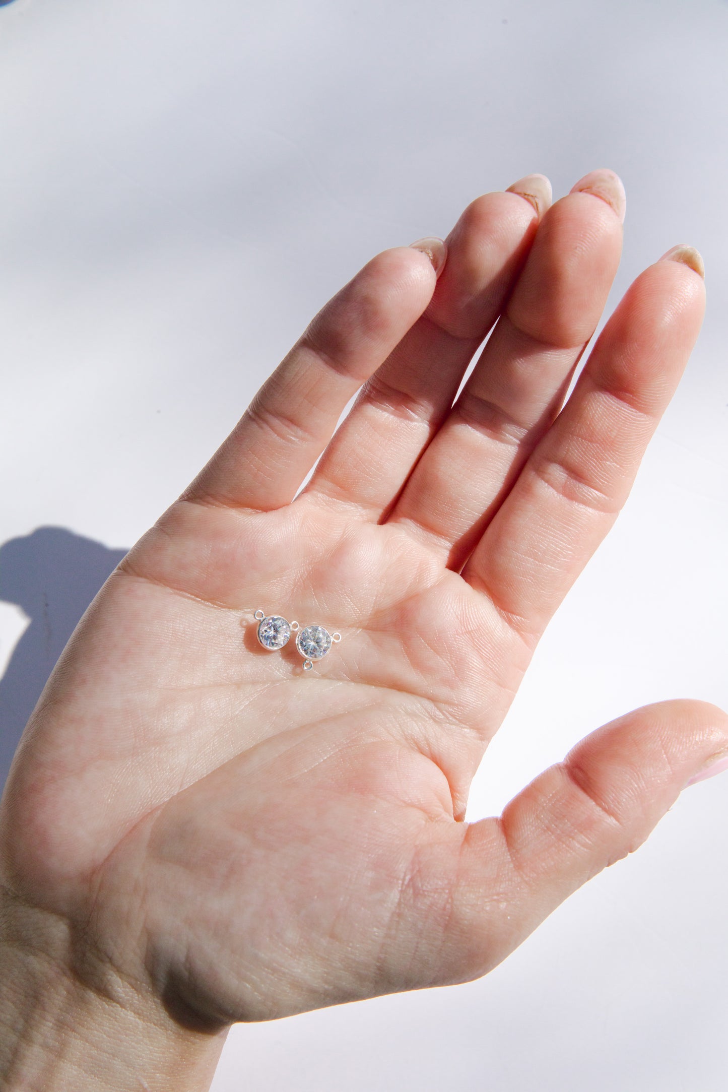 6mm White CZ Permanent Jewelry Necklace Connector (x 2)