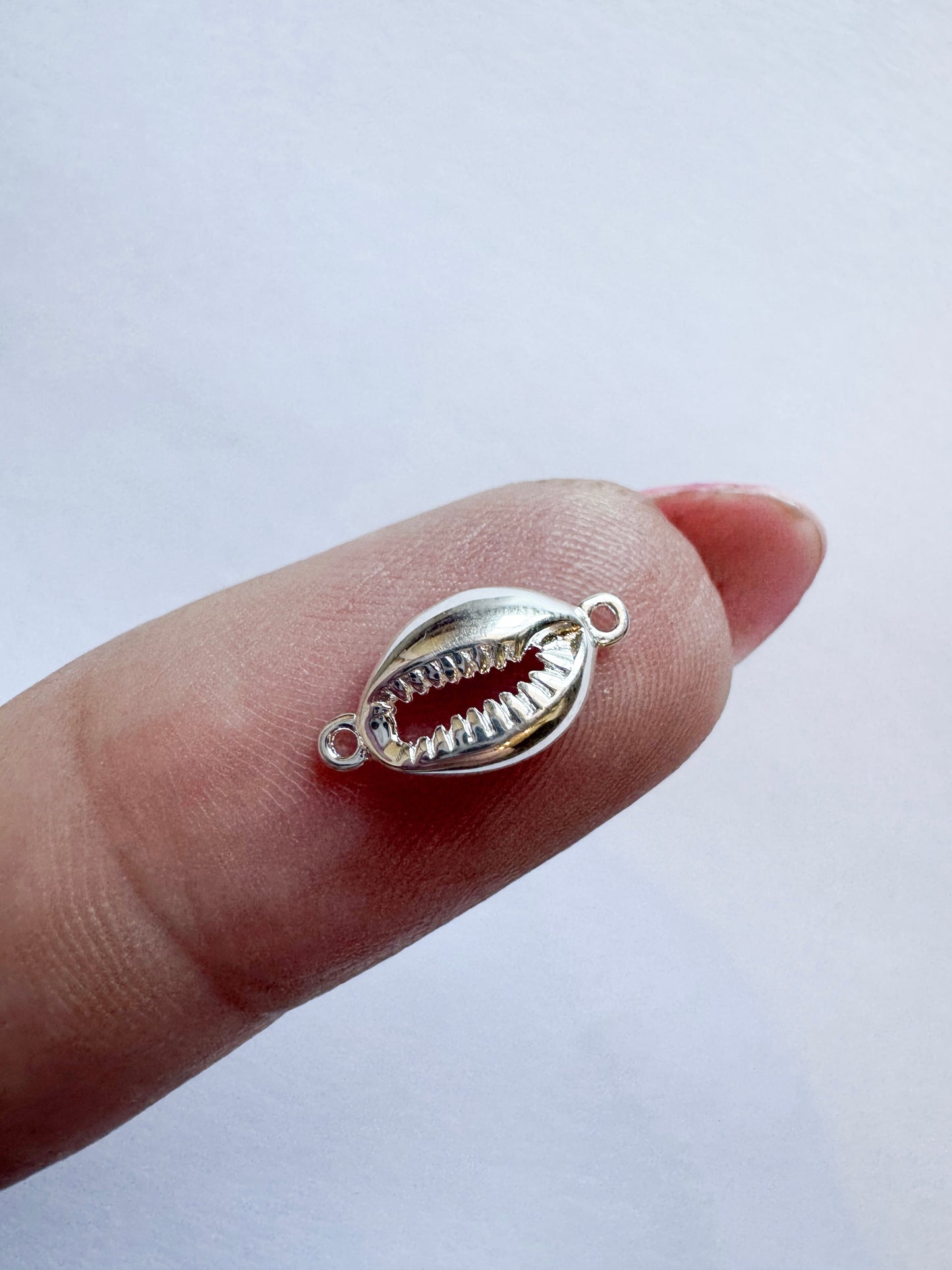.925 Sterling Silver Cowrie Shell Permanent Jewelry Connector (x 4)