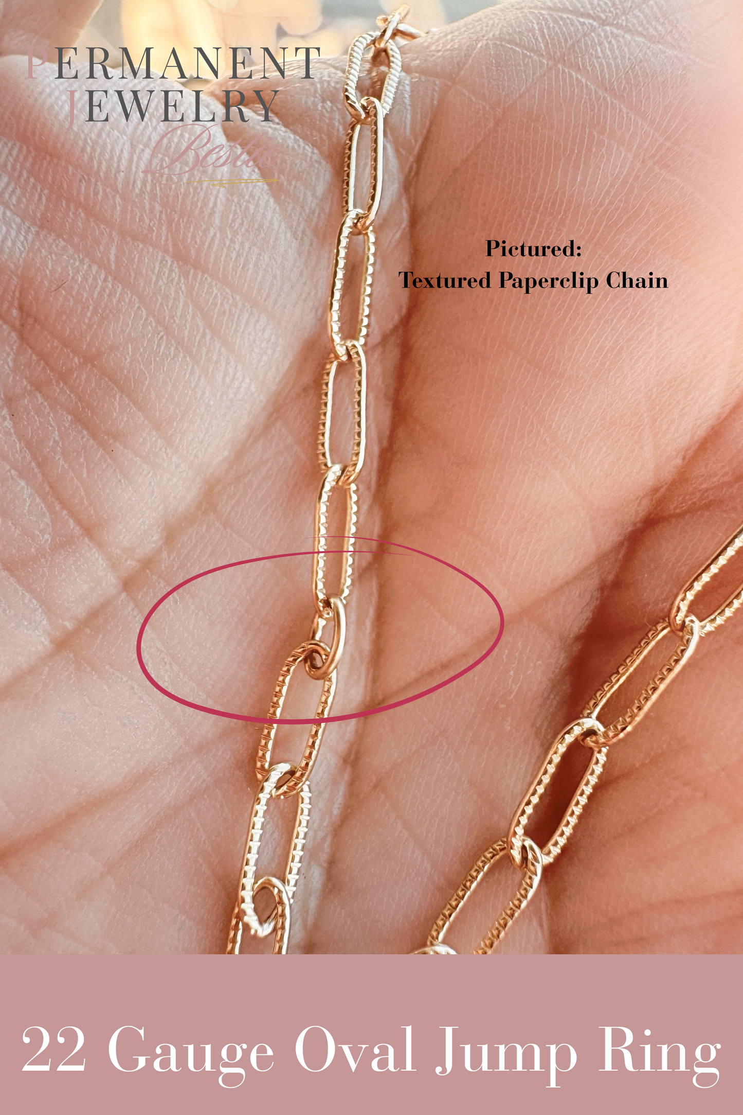 22 gauge, OVAL 3mmx4mm Permanent Jewelry Jump Rings