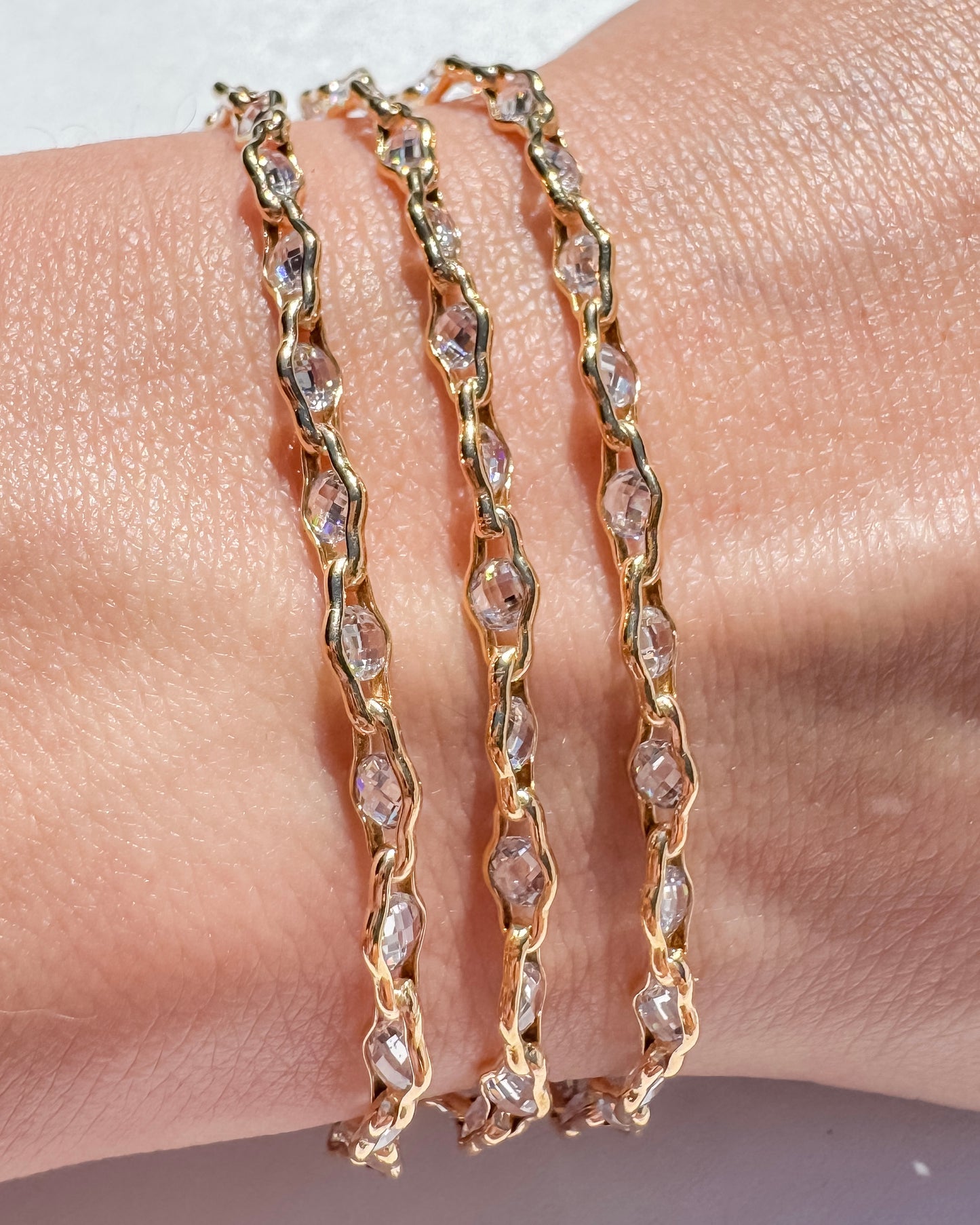 14k Gold Filled “Luce di Luna” CZ Permanent Jewelry Chain