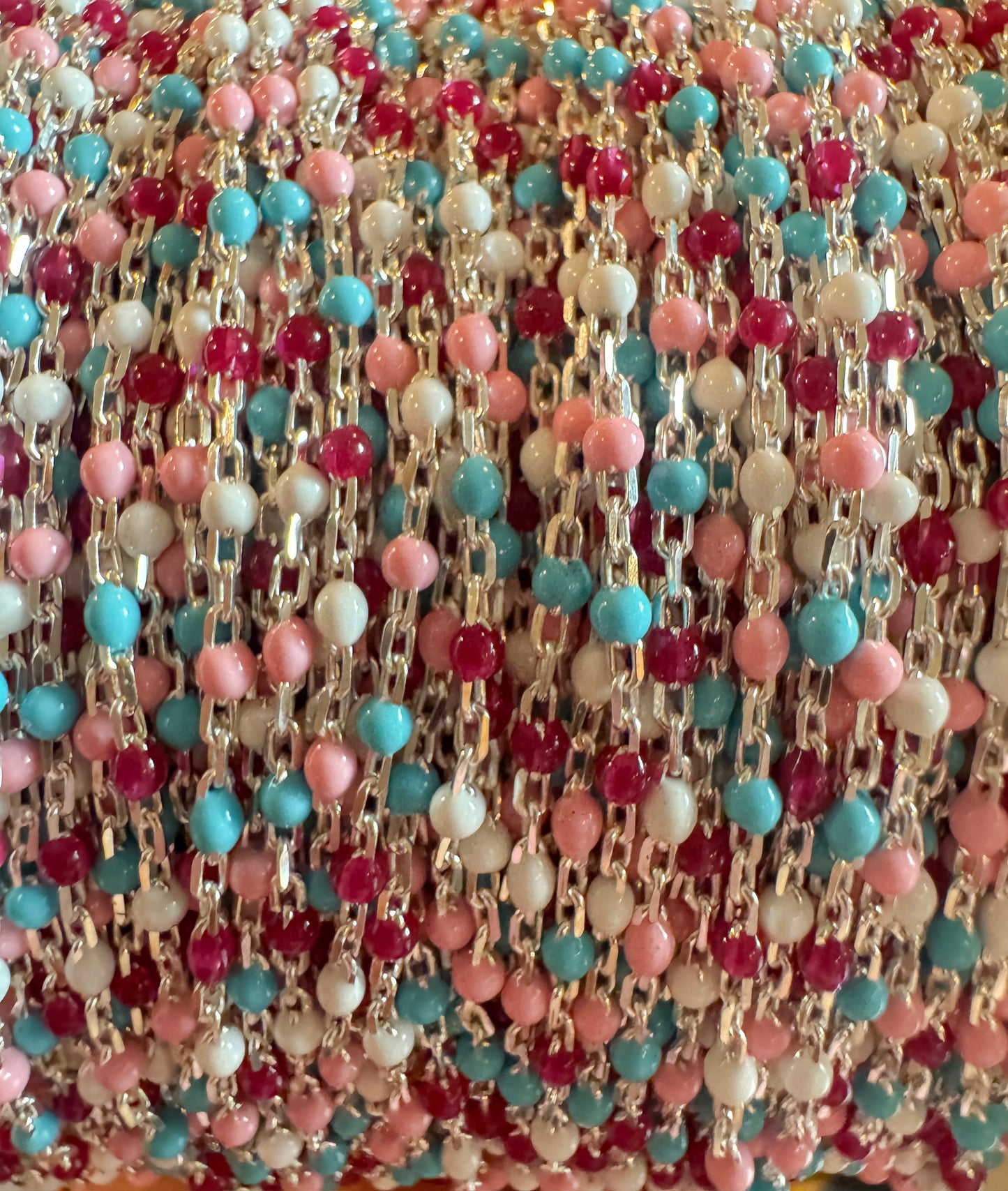 14k Gold Filled or .925 Sterling Silver “Sugar Frost” Enamel Permanent Jewelry Chain