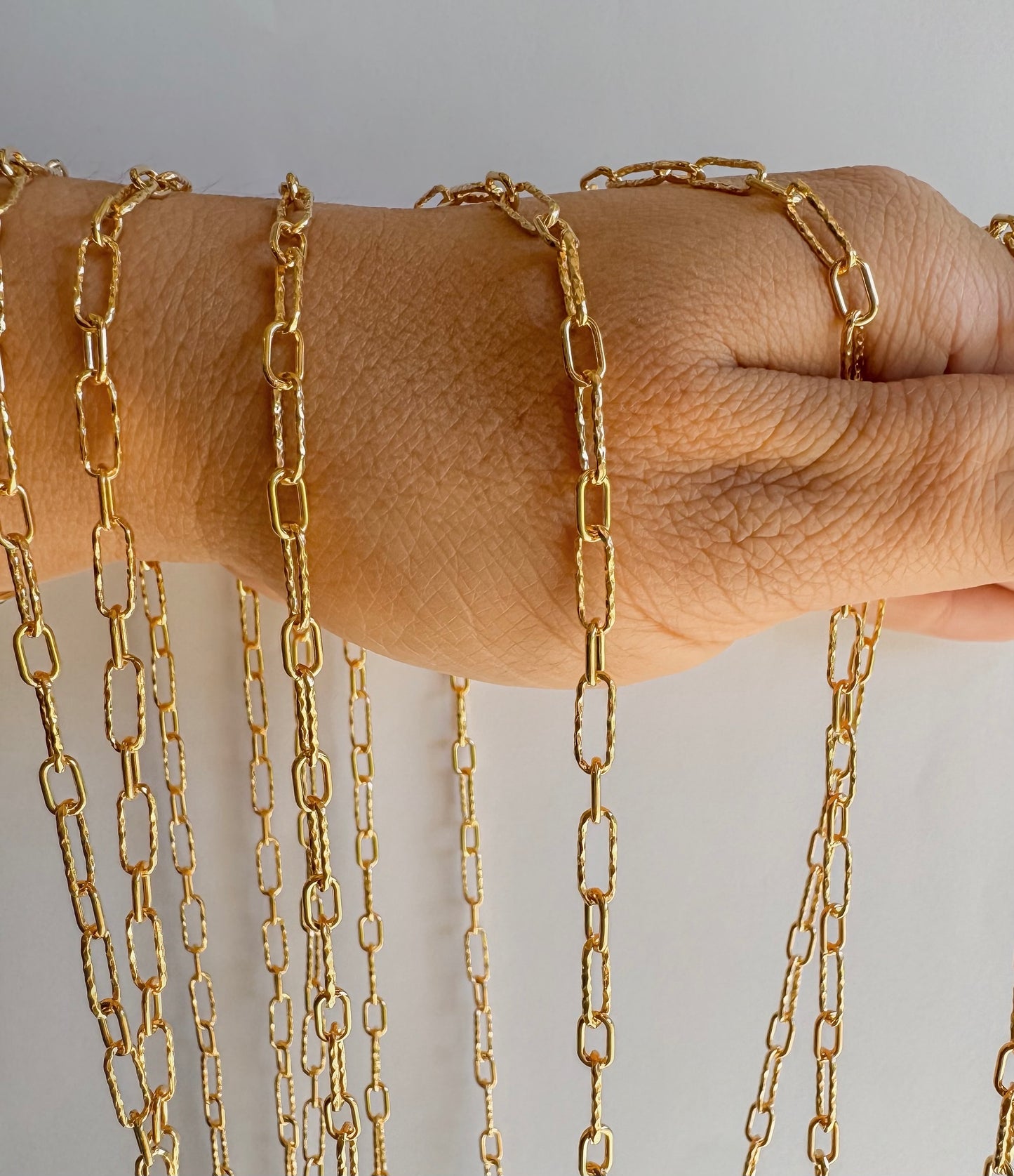 14k Gold Filled “Italian Old Money” Diamond Cut Long & Short Paperclip Permanent Jewelry Chain