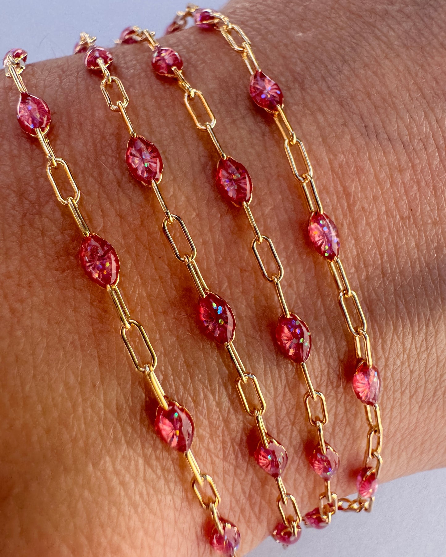“Rose Prism” Sunburst Paperclip Permanent Jewelry Chain