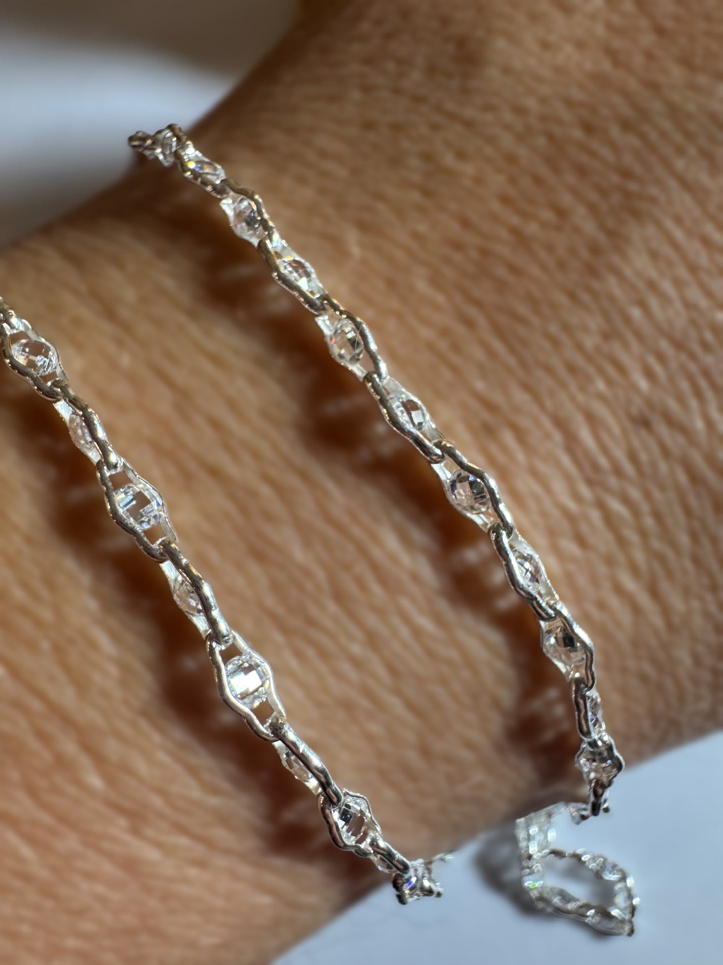 .925 Sterling Silver “Luce di Luna” CZ Permanent Jewelry Chain