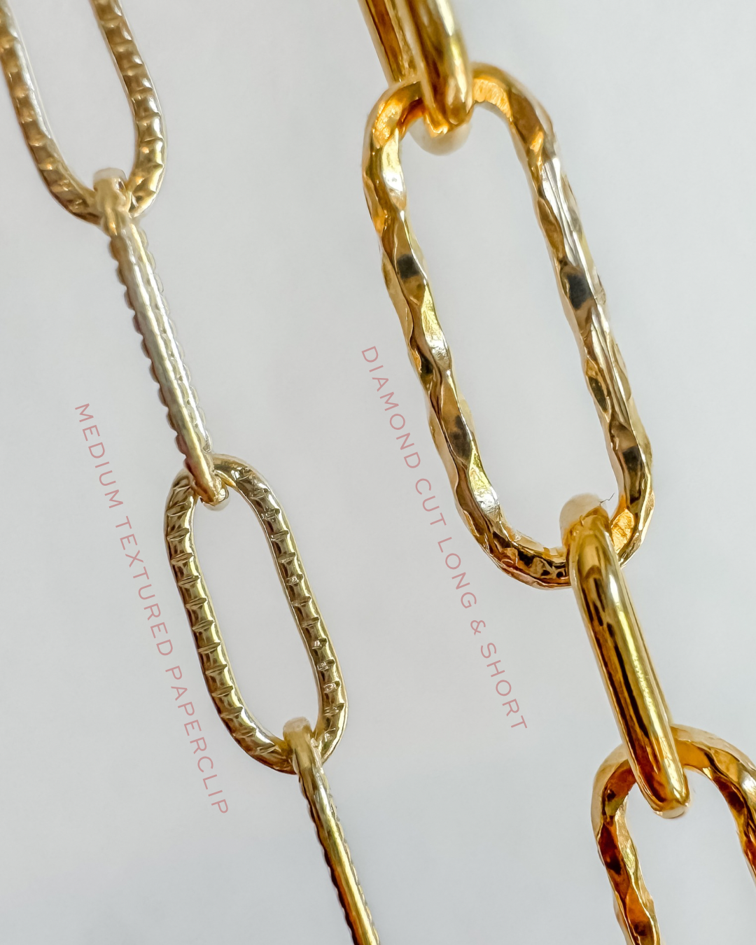 14k Gold Filled “Italian Old Money” Diamond Cut Long & Short Paperclip Permanent Jewelry Chain