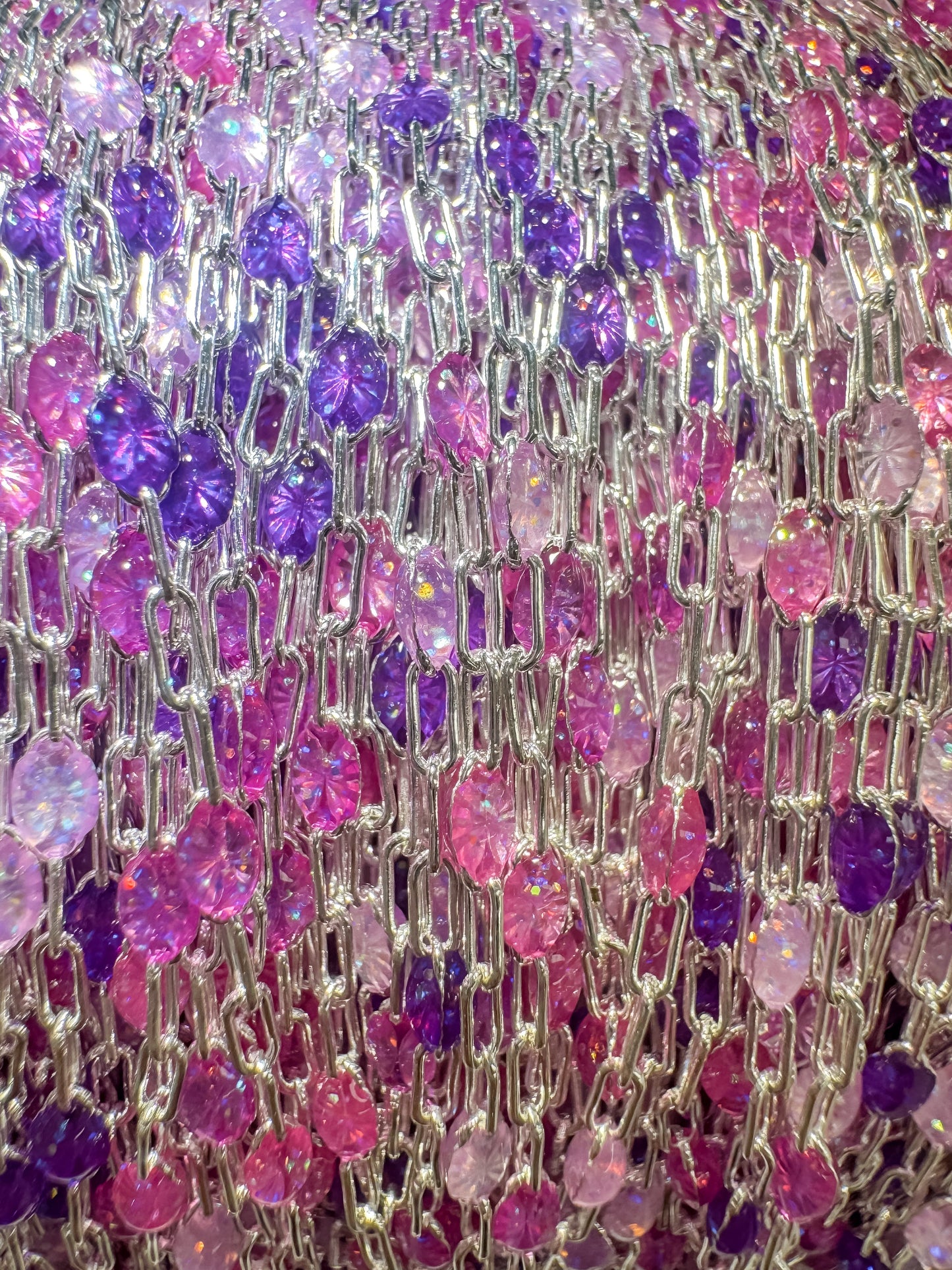 “Cosmic Candy” Ombré Enamel Sunburst Paperclip Permanent Jewelry Chain