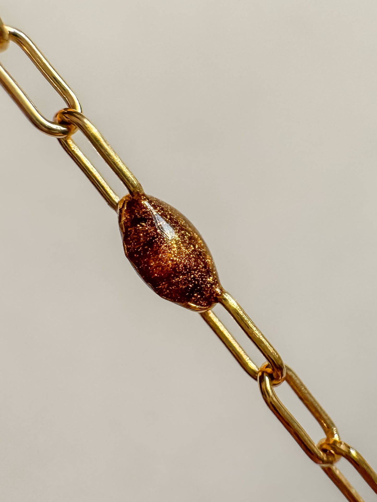 14k Gold Filled Bronze Enamel Sunburst Paperclip Permanent Jewelry Chain