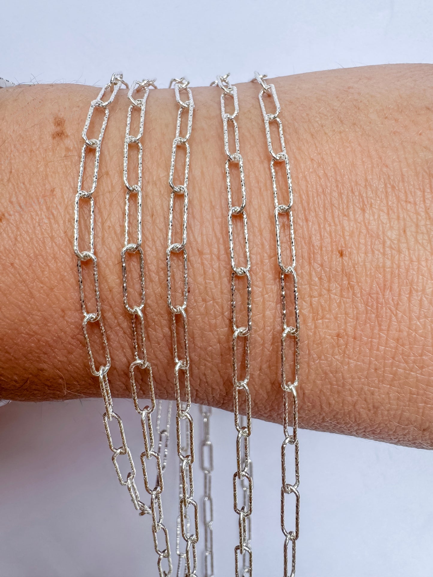 Sterling Silver Diamond Paperclip Chain