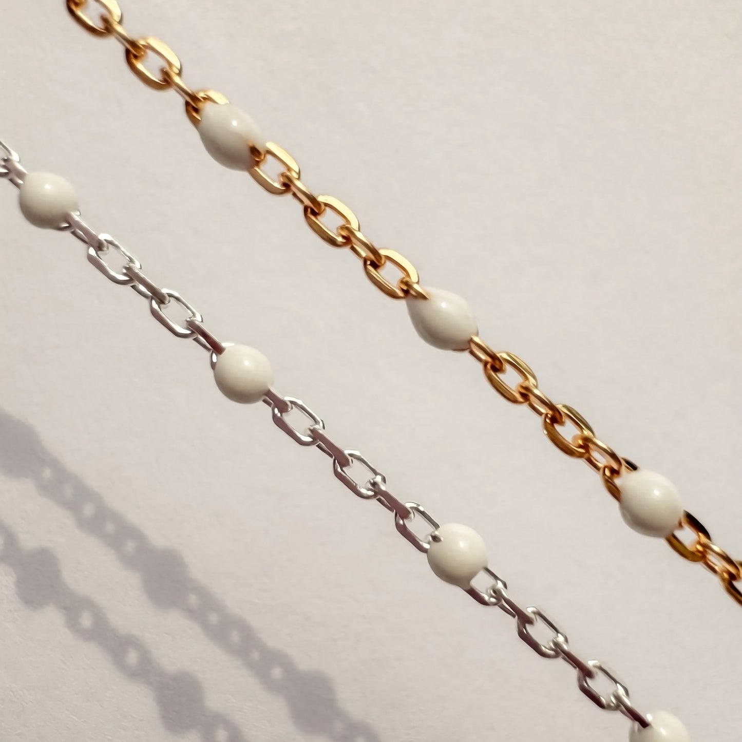 14k Gold Filled or .925 Sterling Silver “Vanilla Glow” White Enamel Permanent Jewelry Chain