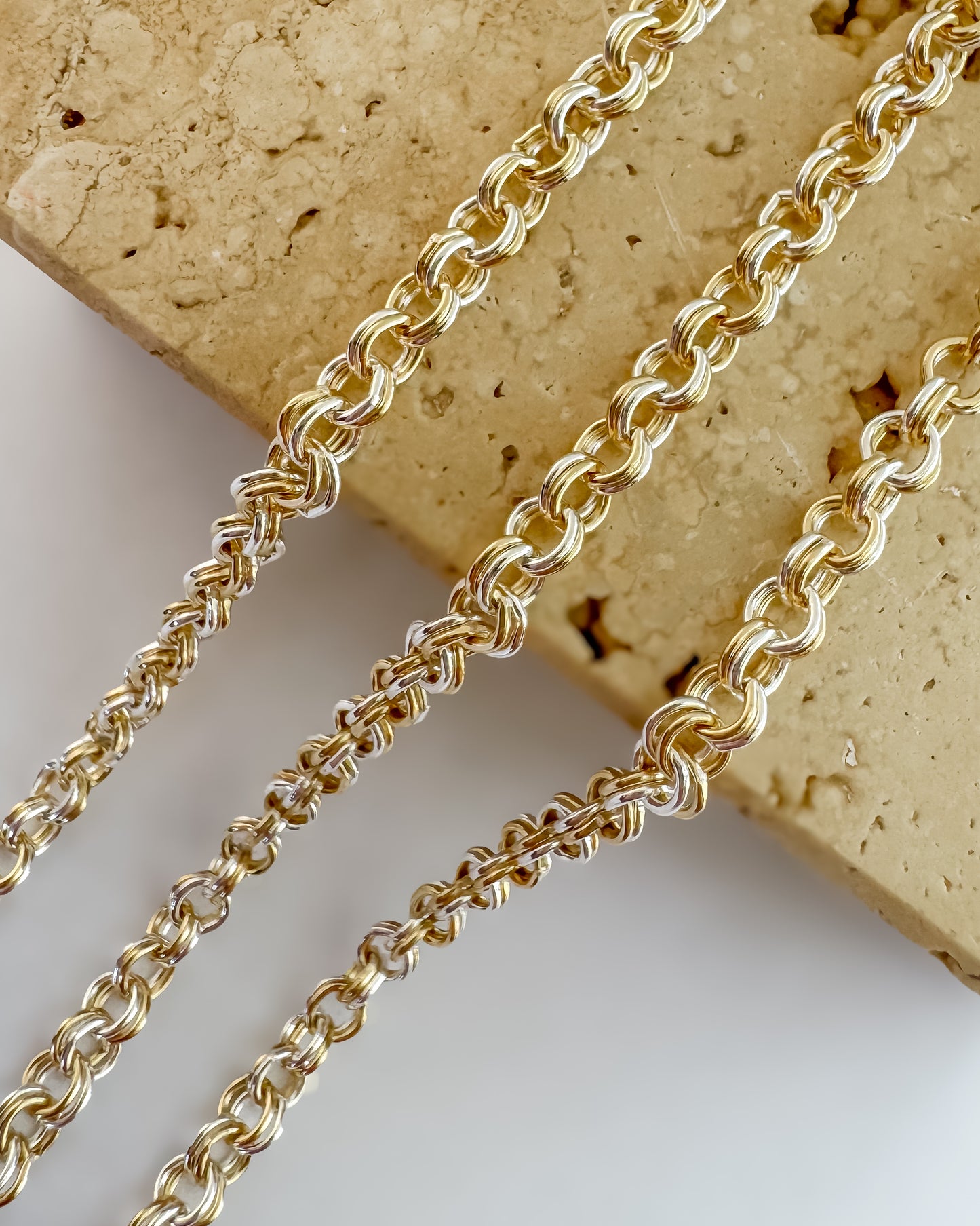 14k Gold Filled & .925 Sterling Silver Mixed Metal Double Cable Chain
