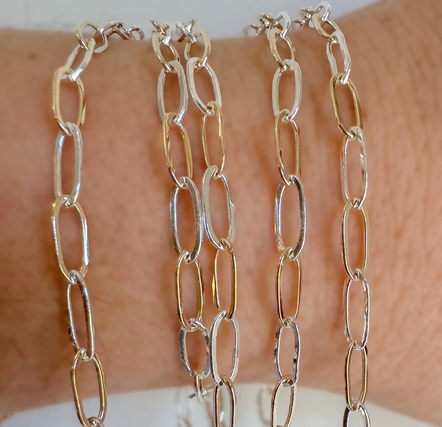 14k Gold Filled & .925 Sterling Silver XL Smooth Mixed Metal Paperclip Permanent Jewelry Chain