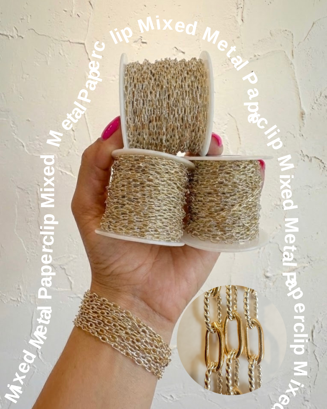 14k Gold Filled & .925 Sterling Silver Mixed Metal Paperclip Permanent Jewelry Chain by the foot