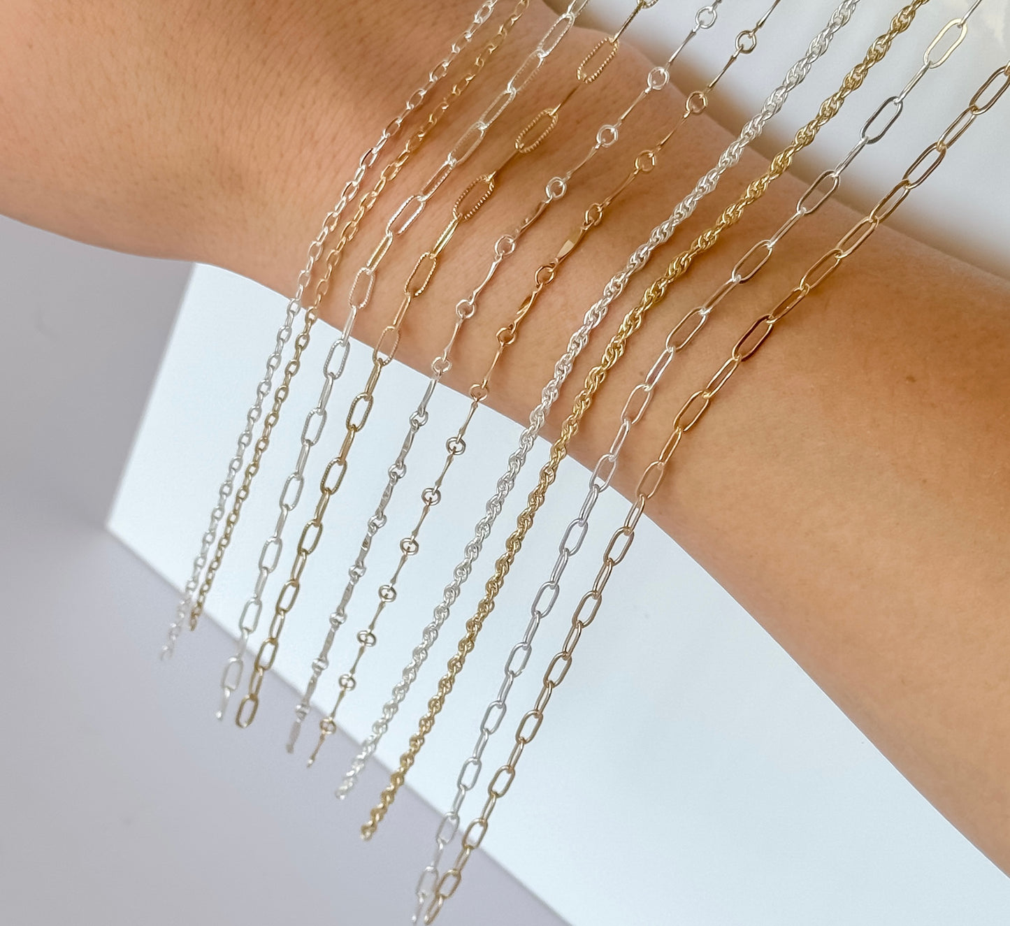 Permanent Jewelry Chain Starter Pack – 30 Feet of 14kt Gold-Filled & .925 Sterling Silver + 200 Jump Rings