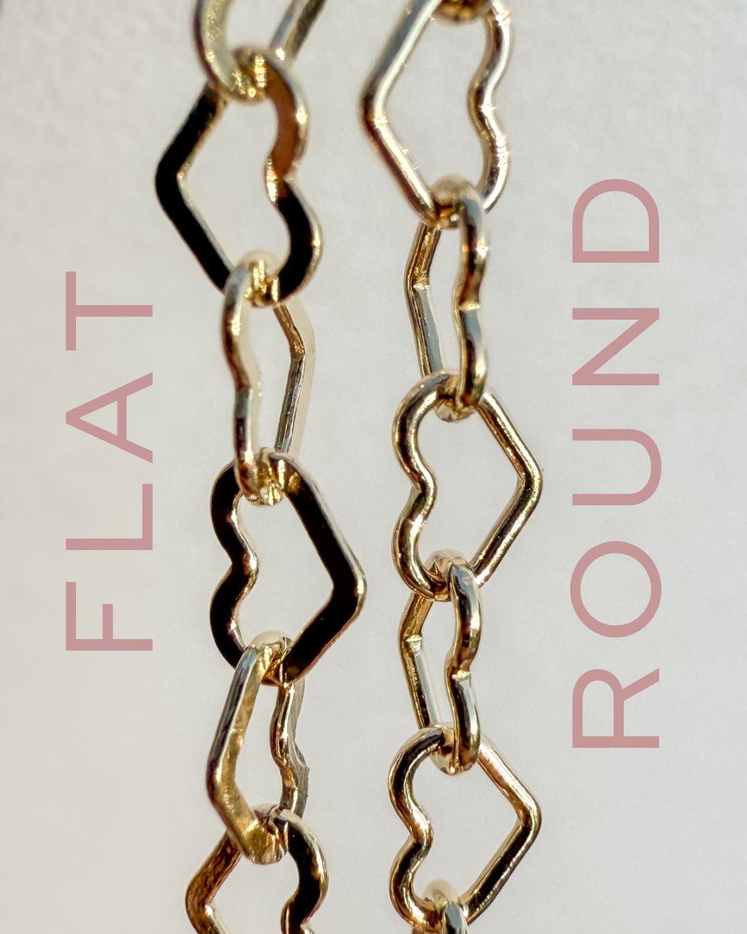 Flat Heart Wholesale Permanent Jewelry Chain - 14k Gold Filled or .925 Sterling Silver