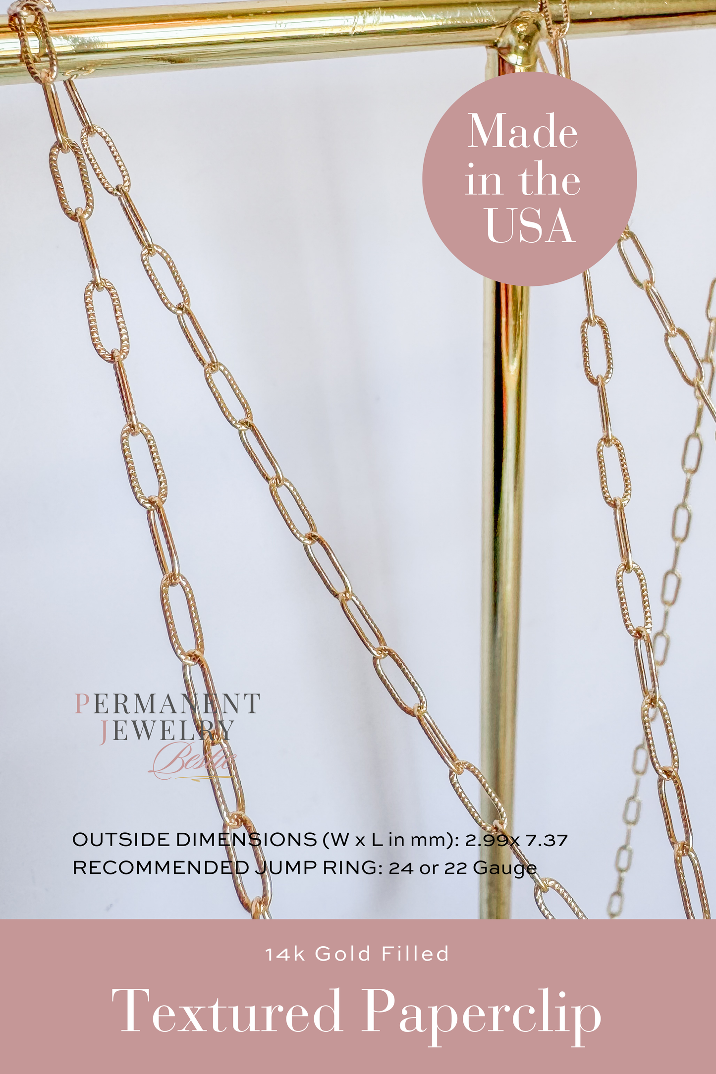 Textured Paperclip Permanent Jewelry Chain