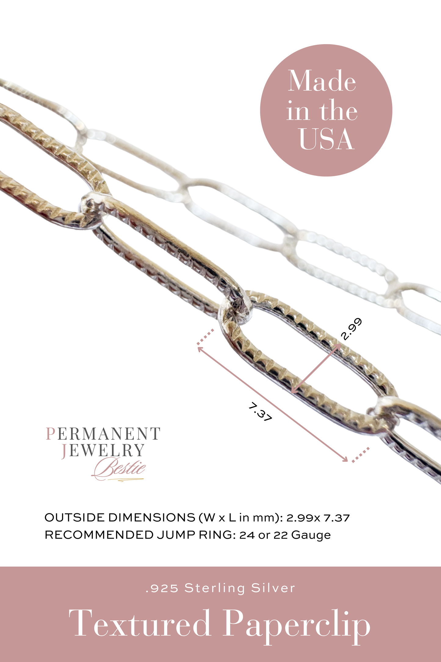 Textured Paperclip Permanent Jewelry Chain
