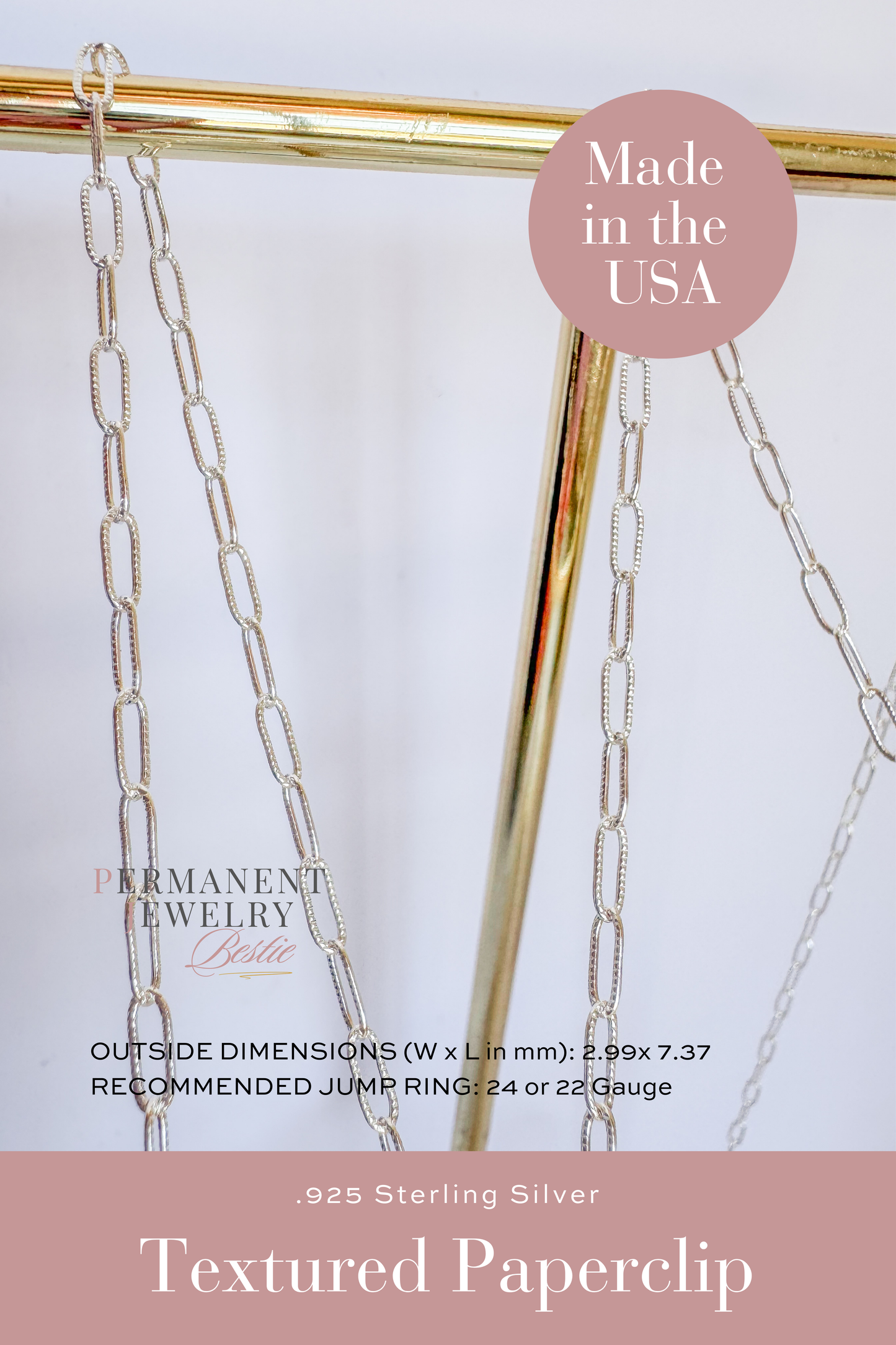 Textured Paperclip Permanent Jewelry Chain