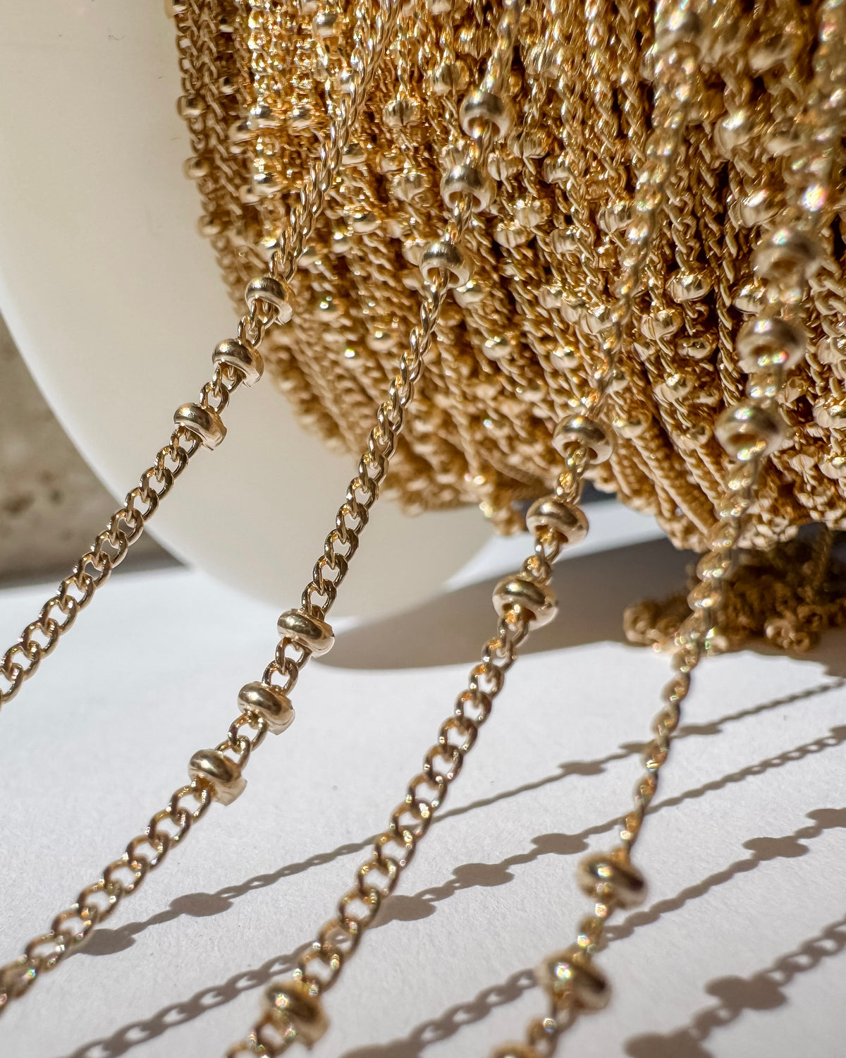 Tri Bead Satellite Curb Permanent Jewelry Chain (C120)