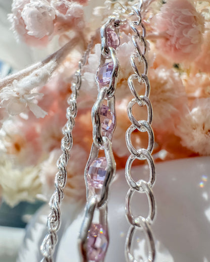 .925 Sterling Silver PINK “Luce di Luna” CZ Permanent Jewelry Chain
