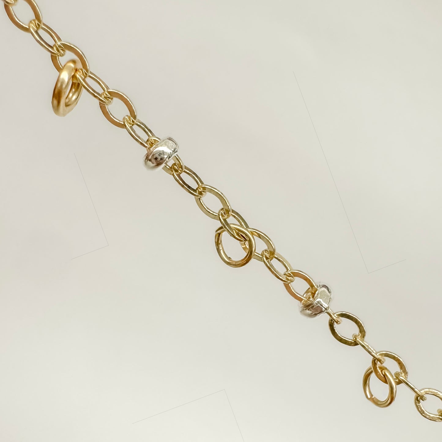 14k Gold Filled & .925 Sterling Silver Mixed Metal Satellite (SS Beads, GF chain) - Fits 22 Gauge Jump Ring