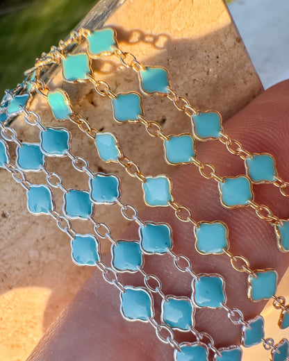 Clover Chain - Turquoise Italian Enamel - C105