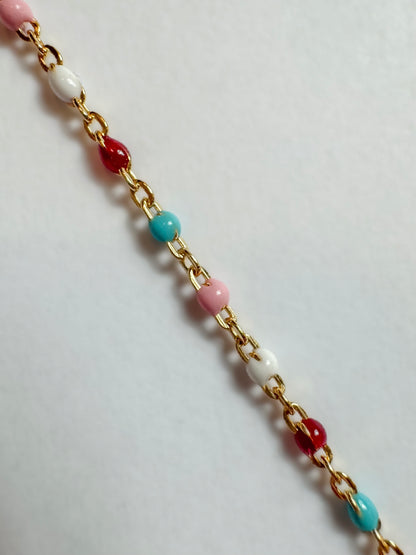 14k Gold Filled or .925 Sterling Silver “Sugar Frost” Enamel Permanent Jewelry Chain