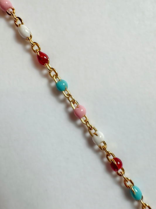 14k Gold Filled or .925 Sterling Silver “Sugar Frost” Enamel Permanent Jewelry Chain