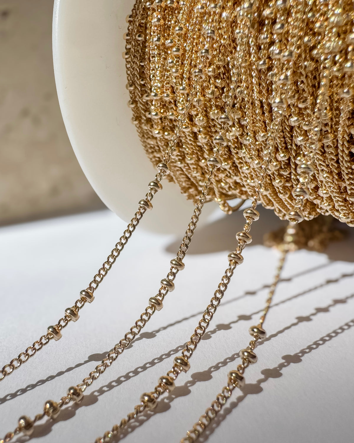 Tri Bead Satellite Curb Permanent Jewelry Chain (C120)