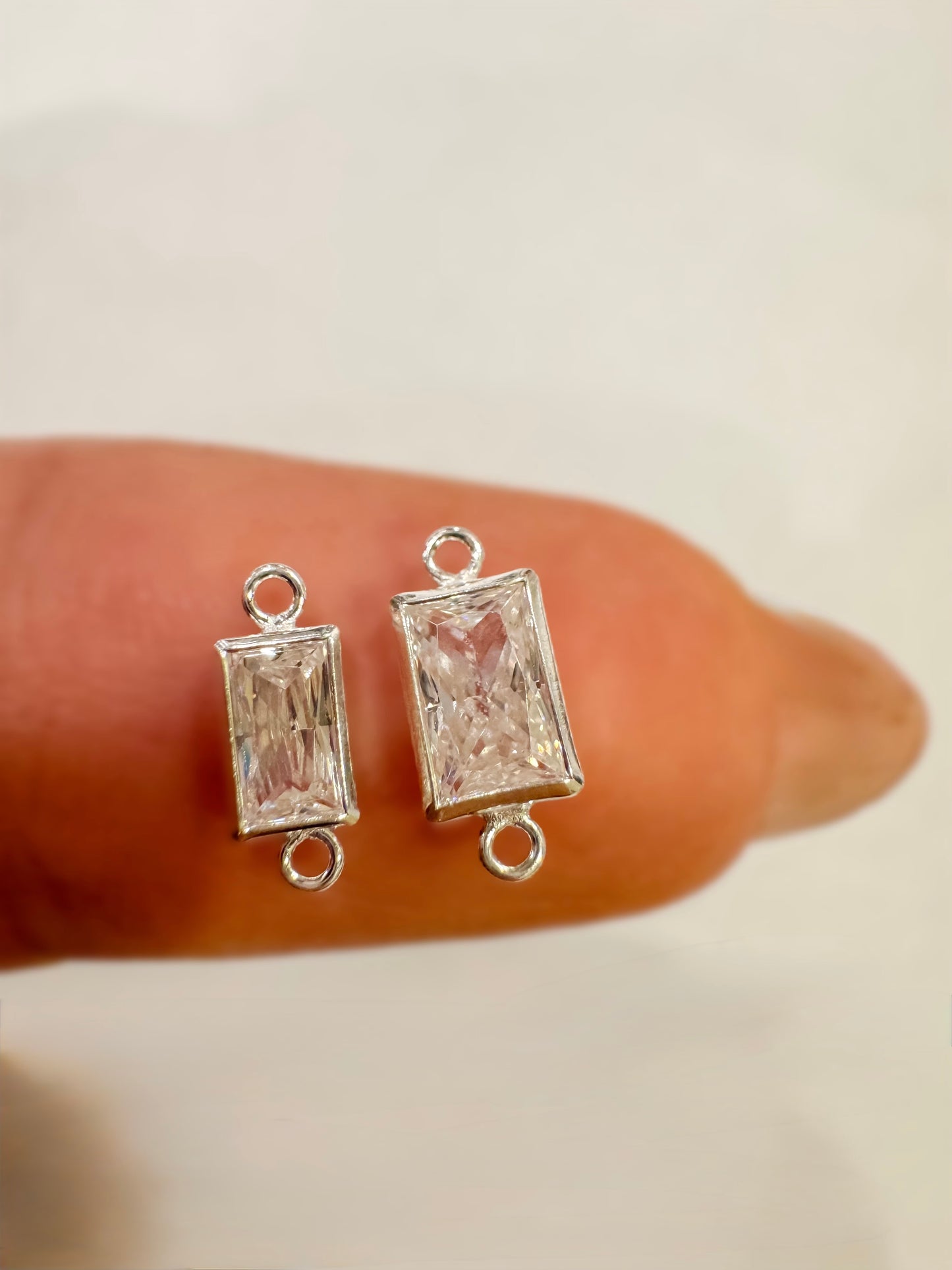 Rectangle Bezel Baguette Permanent Jewelry Connectors – Set of 2