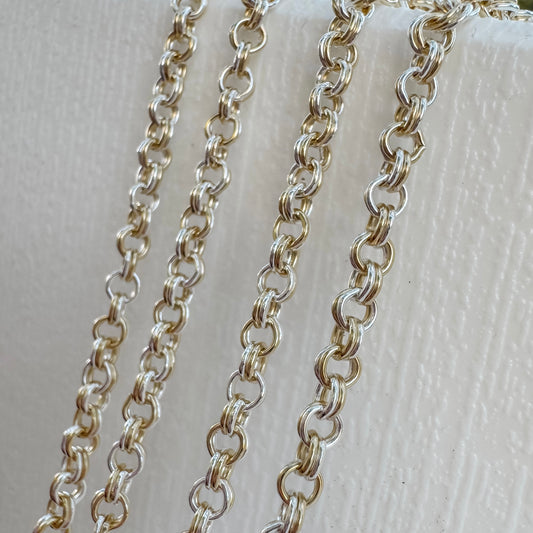 14k Gold Filled & .925 Sterling Silver Mixed Metal Double Cable Chain
