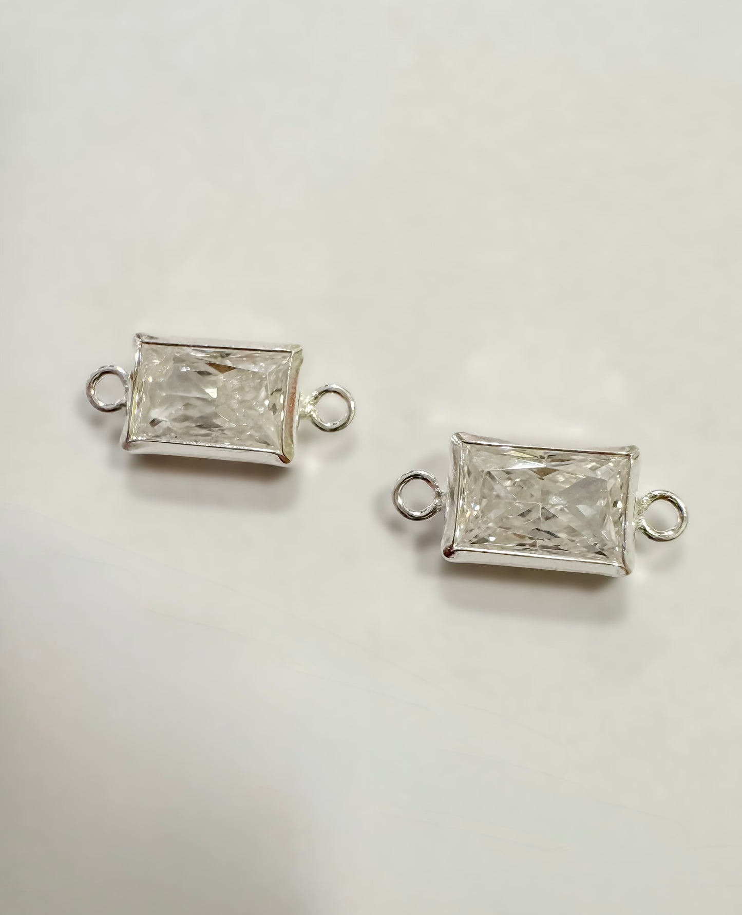 Rectangle Bezel Baguette Permanent Jewelry Connectors – Set of 2