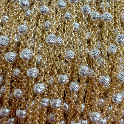 14k Gold Filled & .925 Sterling Silver Mixed Metal Diamond Cut Bead Satellite Chain