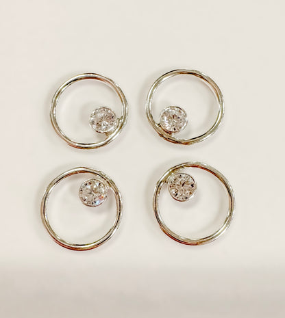 10mm Circle Permanent Jewelry Connector with 3mm CZ – 14K Gold Filled (Set of 4)