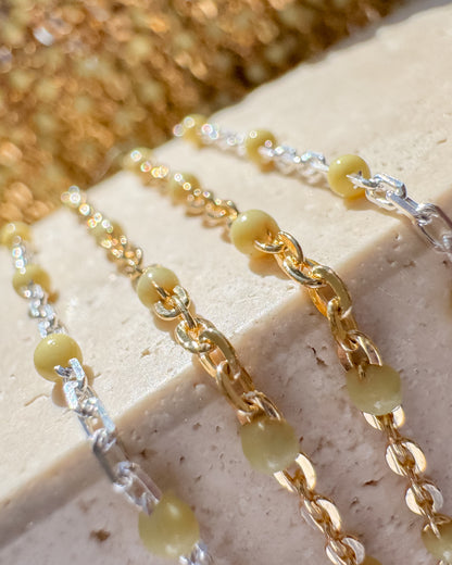 Butter Yellow Italian Enamel Satellite Permanent Jewelry Chain - C126