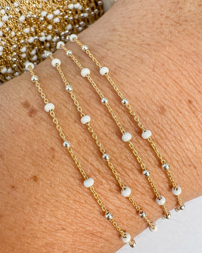 Mixed Metal 2mm Alternating Smooth & Enamel Bead Satellite Chain (C151MX)