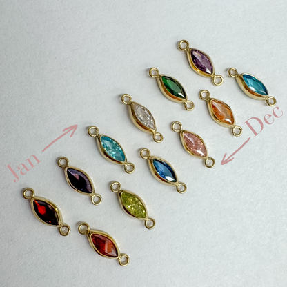 Marquise 3x6mm Bezel CZ Birthstone Connectors (Full Set)