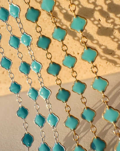Clover Chain - Turquoise Italian Enamel - C105