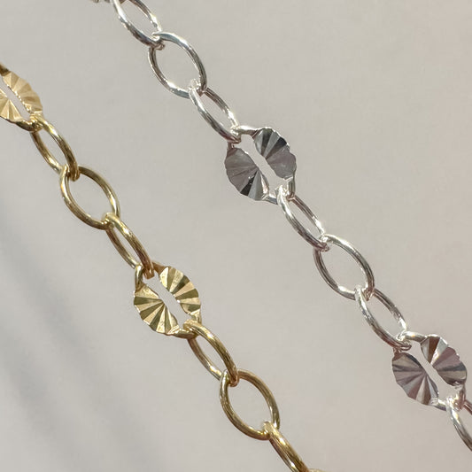 Sunburst Cable Chain | 14K Gold Filled or .925 Sterling Silver | Permanent Jewelry Chain