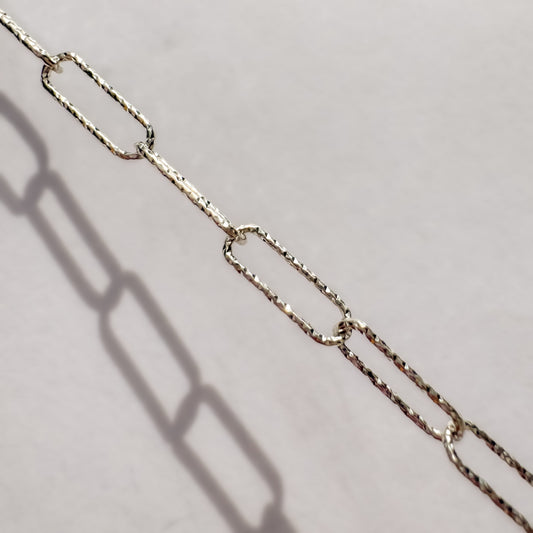 Sterling Silver Diamond Paperclip Chain