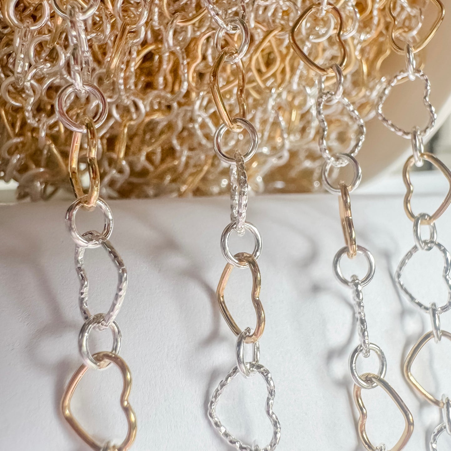 Mixed Metal Heart Chain for Permanent Jewelry