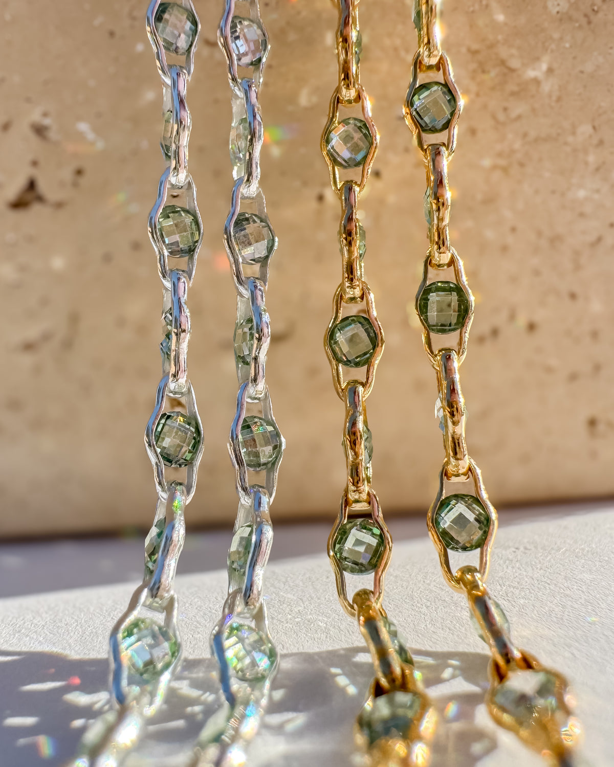 Natural Zircon Aquamarine Color “Luce di Luna” Permanent Jewelry Chain - C112