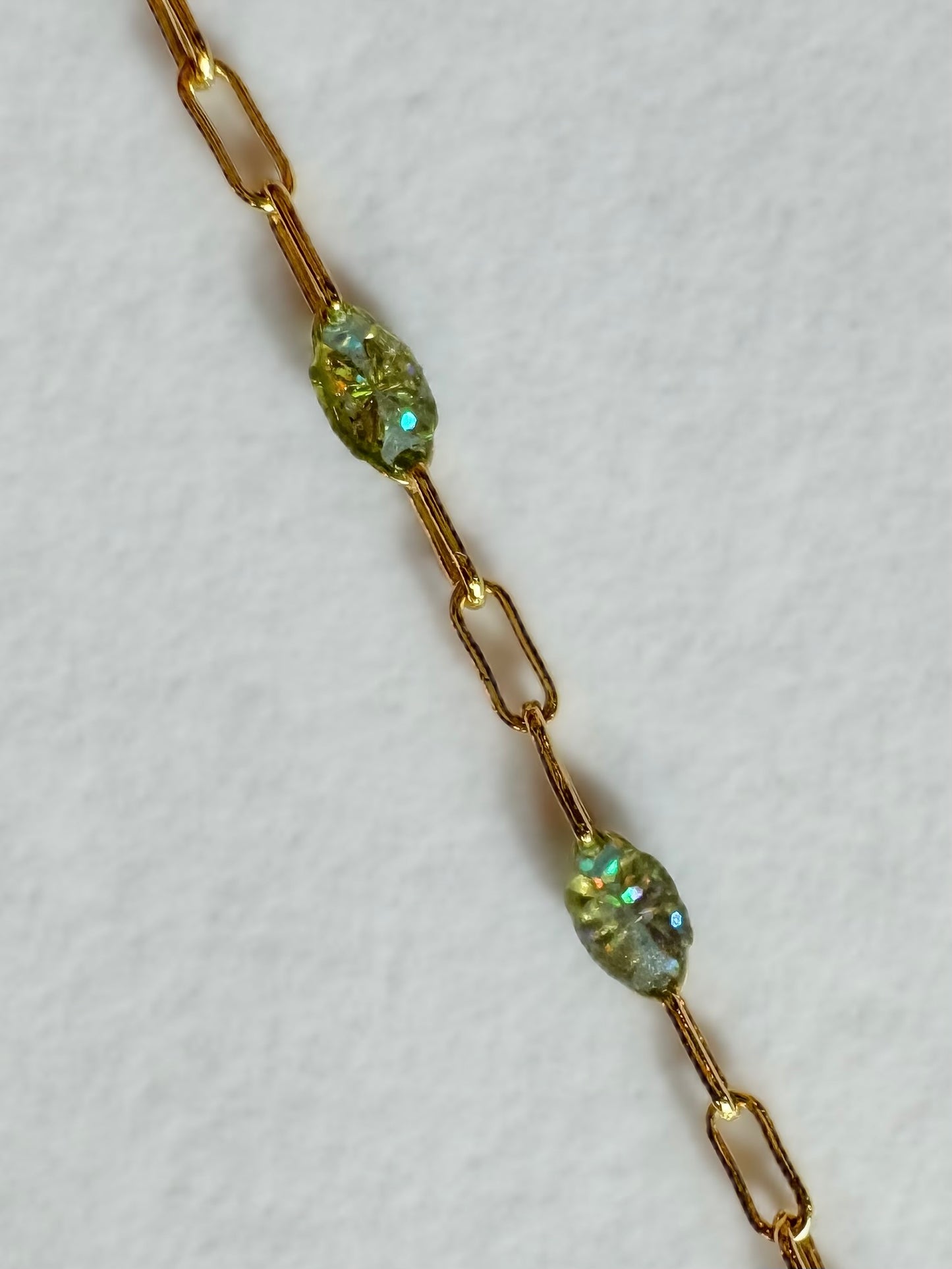 14k Gold Filled “Opalite” Enamel Sunburst Paperclip Permanent Jewelry Chain