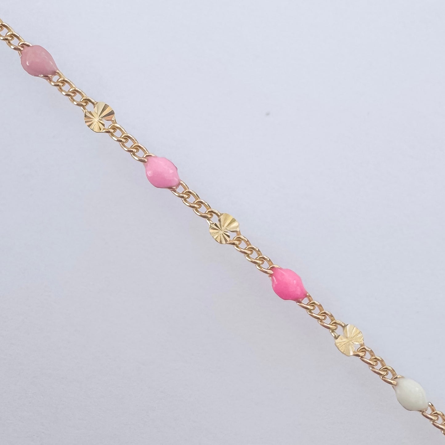 Italian Enamel “Strawberries & Cream” Sunburst Curb - Pinks & White