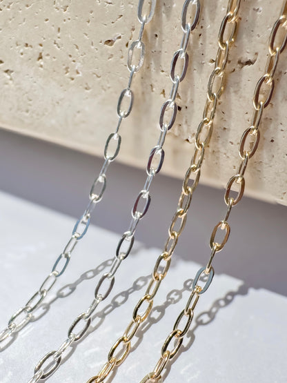 Sparkle Oval Cable Permanent Jewelry Chain by the foot