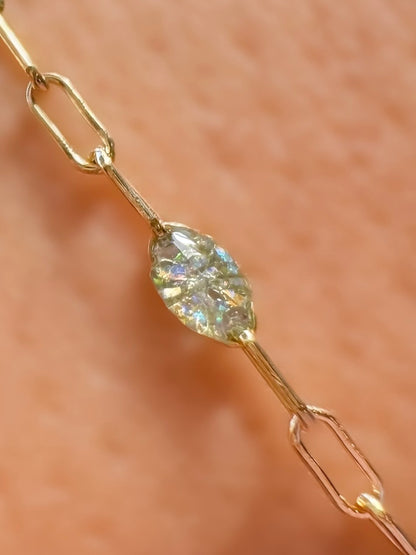 14k Gold Filled “Opalite” Enamel Sunburst Paperclip Permanent Jewelry Chain