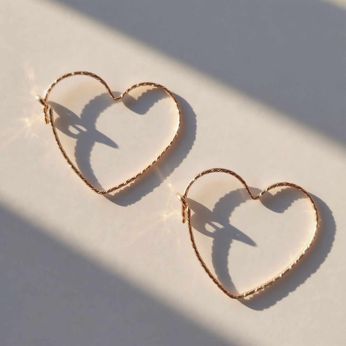 Sparkle Heart Shape Earrings | Gold Filled Heart Hoop Earrings