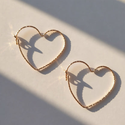 Sparkle Heart Shape Earrings | Gold Filled Heart Hoop Earrings