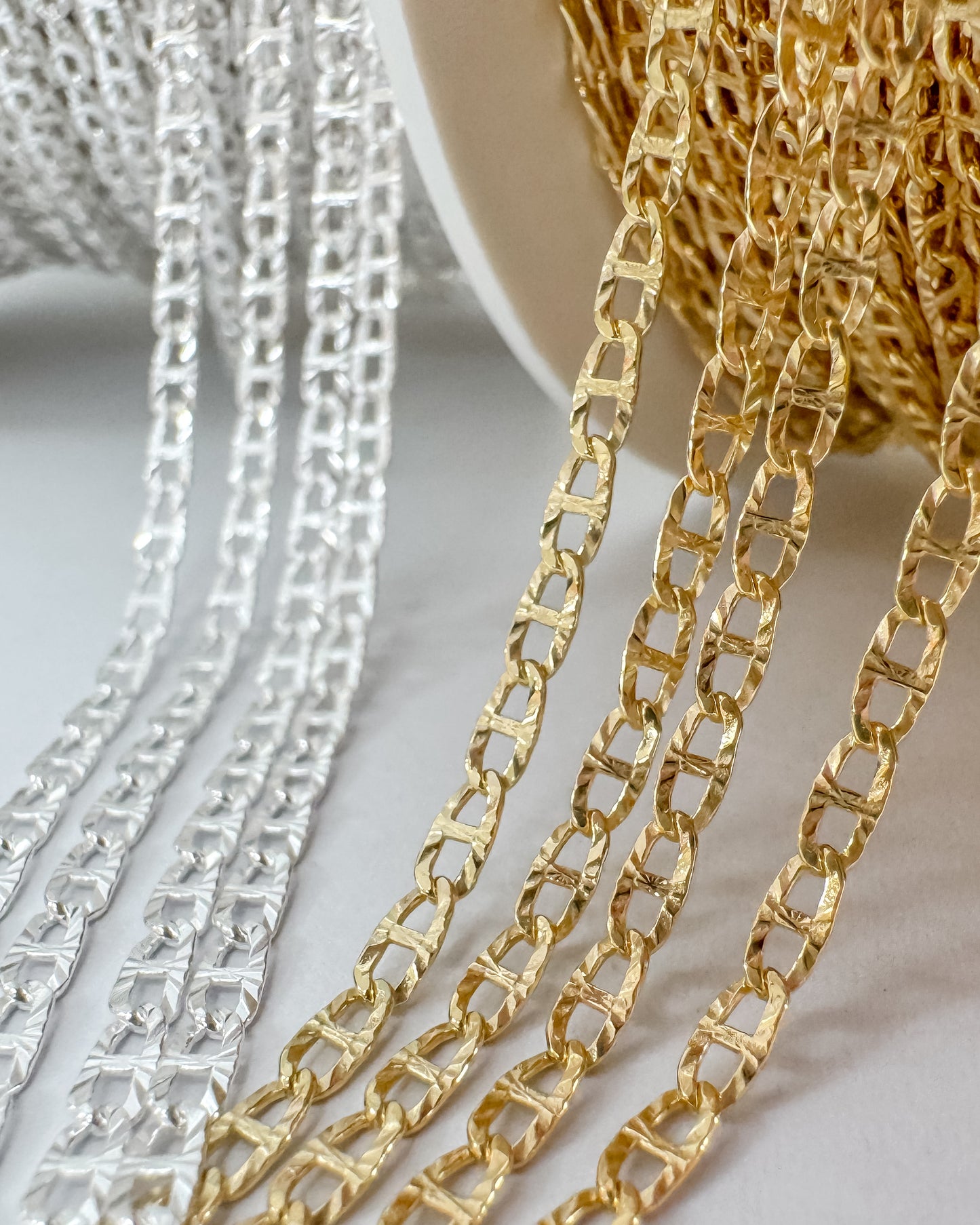 Diamond Cut Flat Mariner Permanent Jewelry Chain